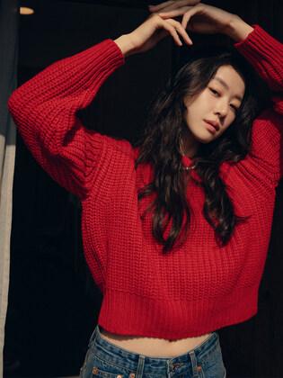 SIKN2050 Lambs wool blend hazzi knit_Red