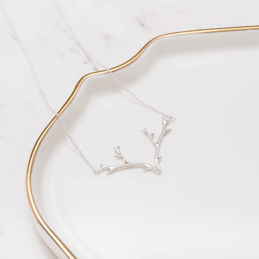 antler silver necklace. #1