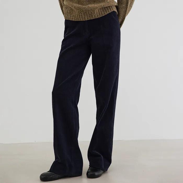 classic straight corduroy pants (midnight navy)