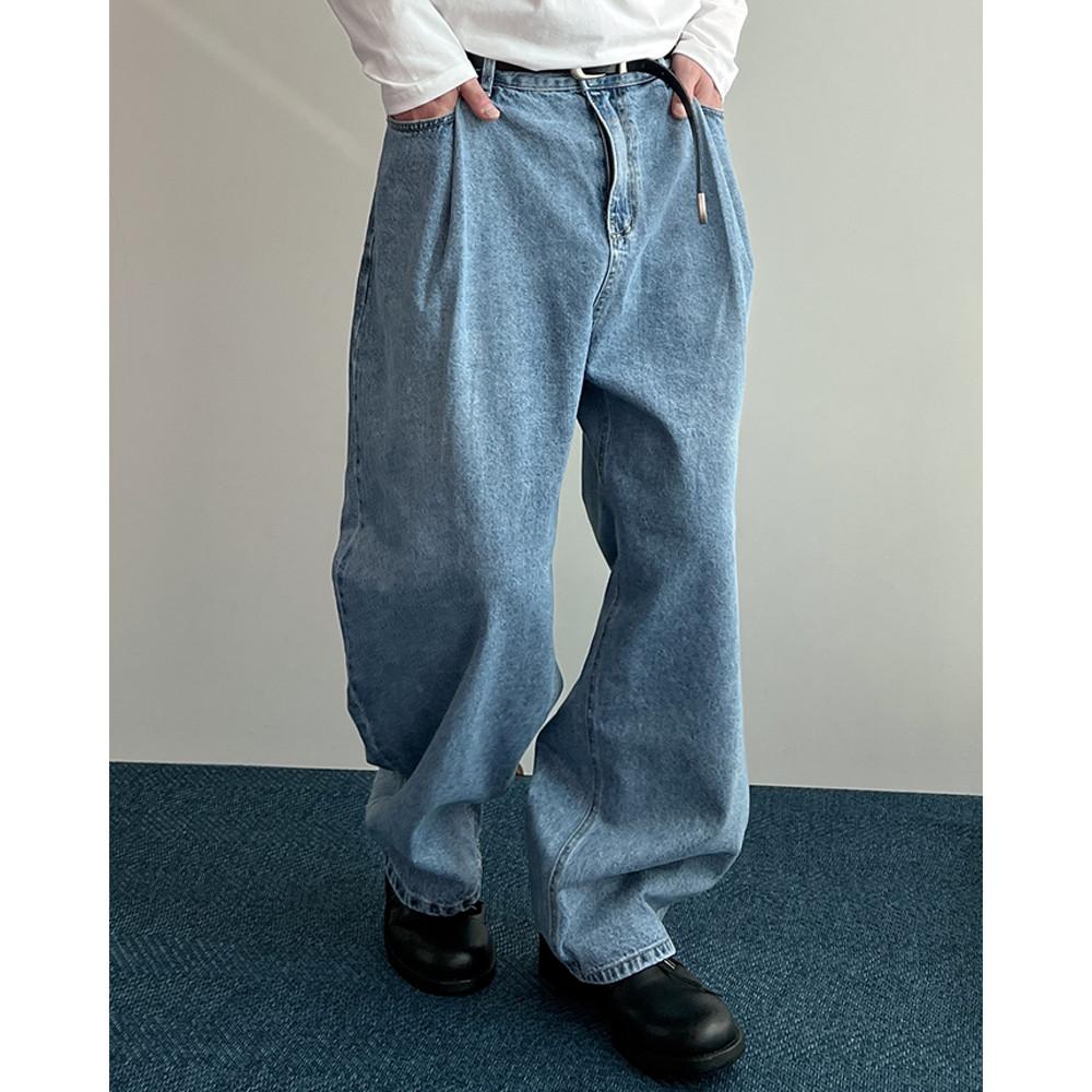 오버 폴드 핀턱 데님 팬츠 1color