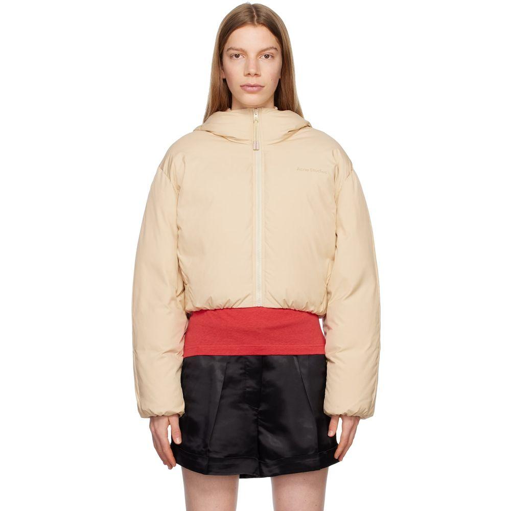 아크네 스튜디오 여성 베이지 후드 다운 재킷 패딩 231129F061001