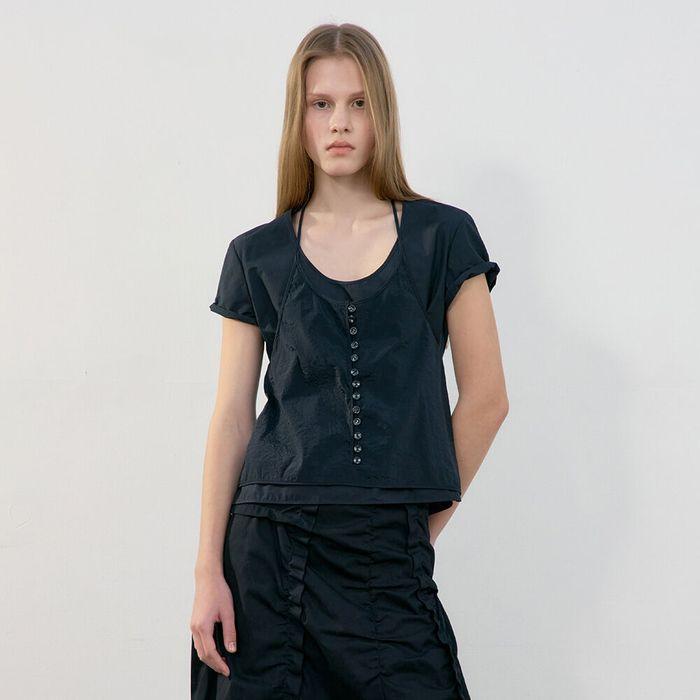U-NECK LOGO BLOUSE_BLACK_LW251BL04BK