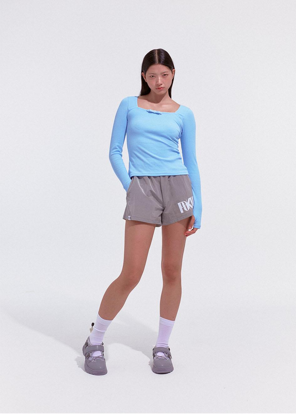 RIBBON SQUARE NECK JERSEY TOP_SKY BLUE