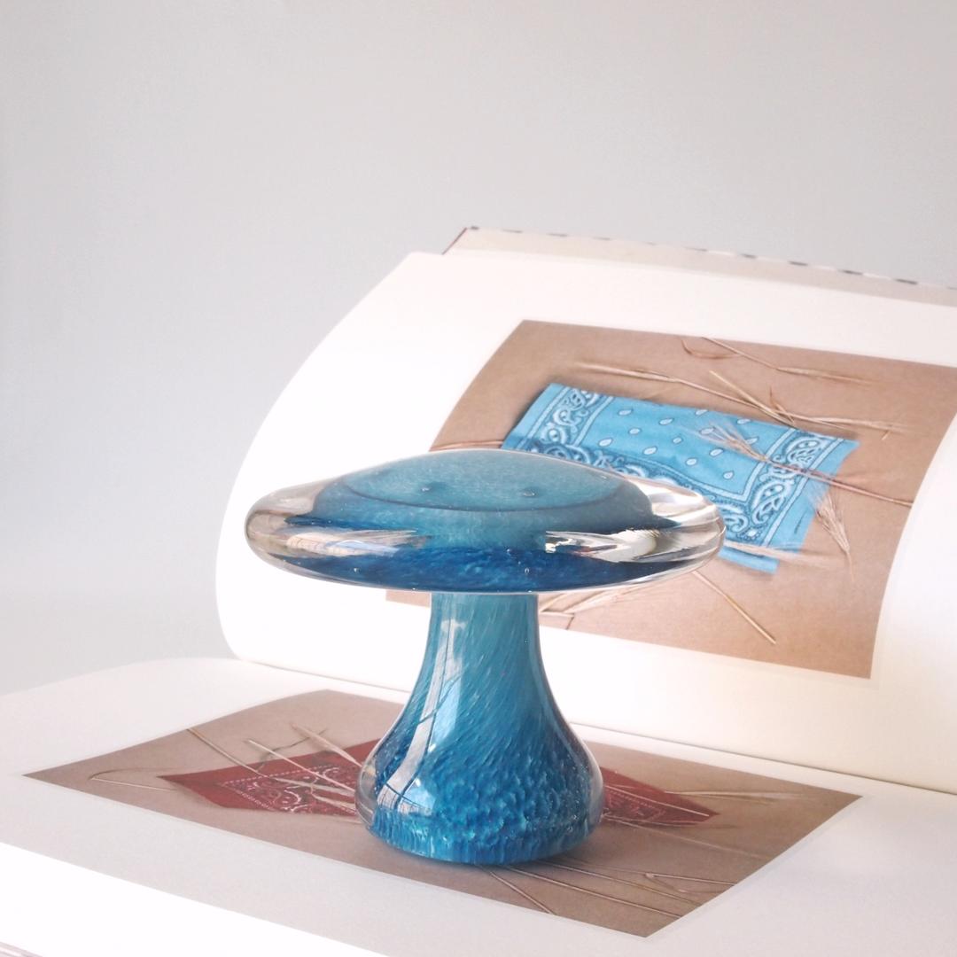 Hand blown art glass mushroom