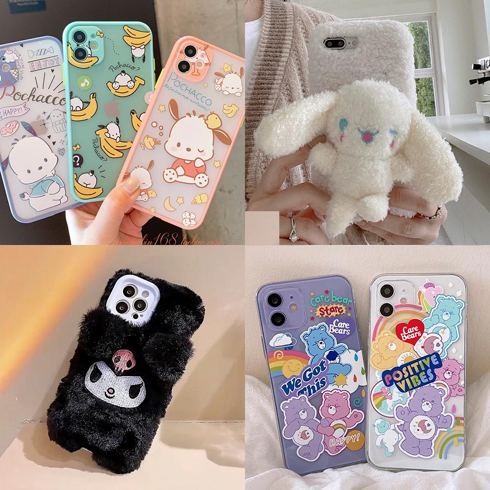 [1+1] 미니 아이폰케이스 털케이스 산리오 마이멜로디 쿠로미 케어베어 13mini 12mini