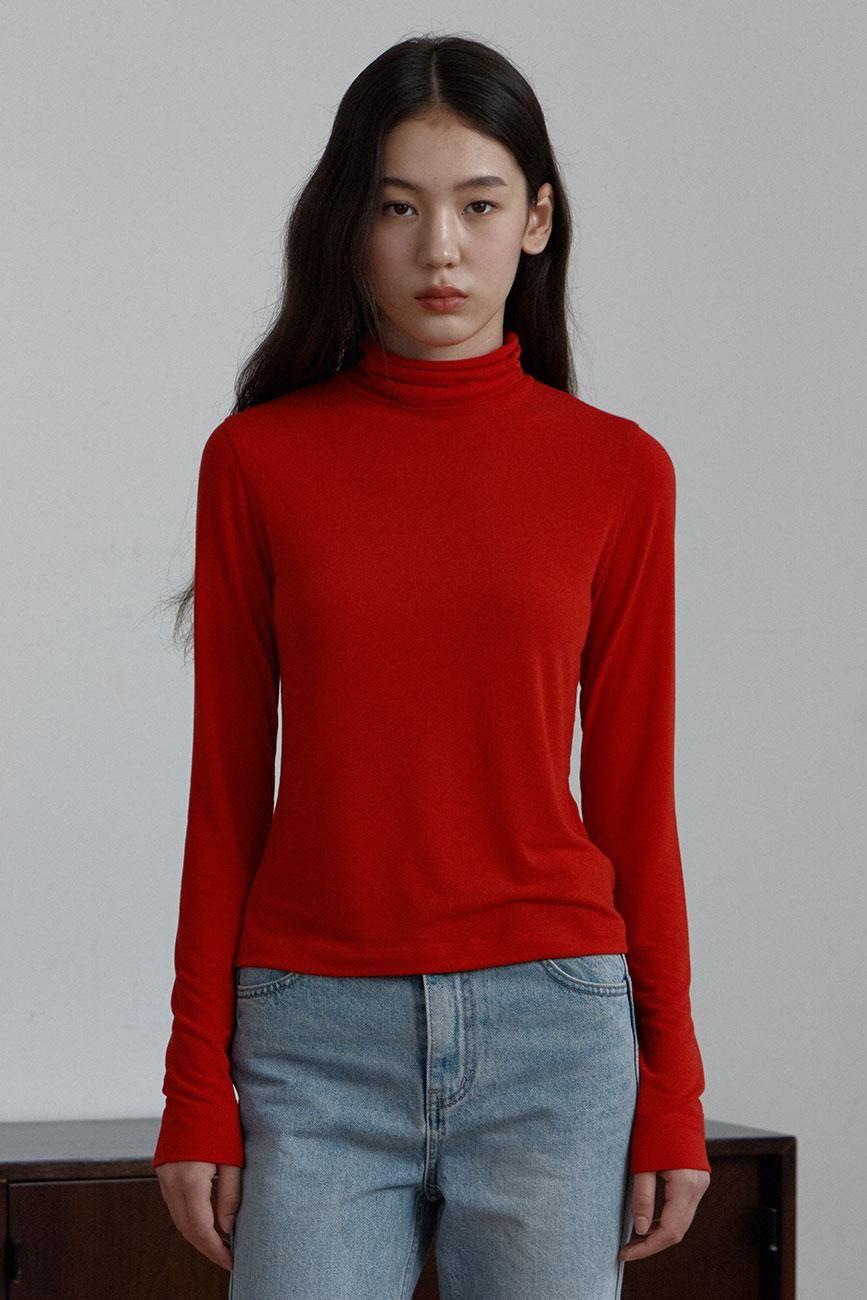 [38COMEONCOMMON] Soft Slim Turtleneck (Red)