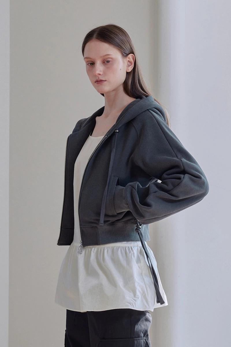 AFTERHOURS - [5TH] SHOULDER OPEN HOODIE ZIP-UP (CHARCOAL)