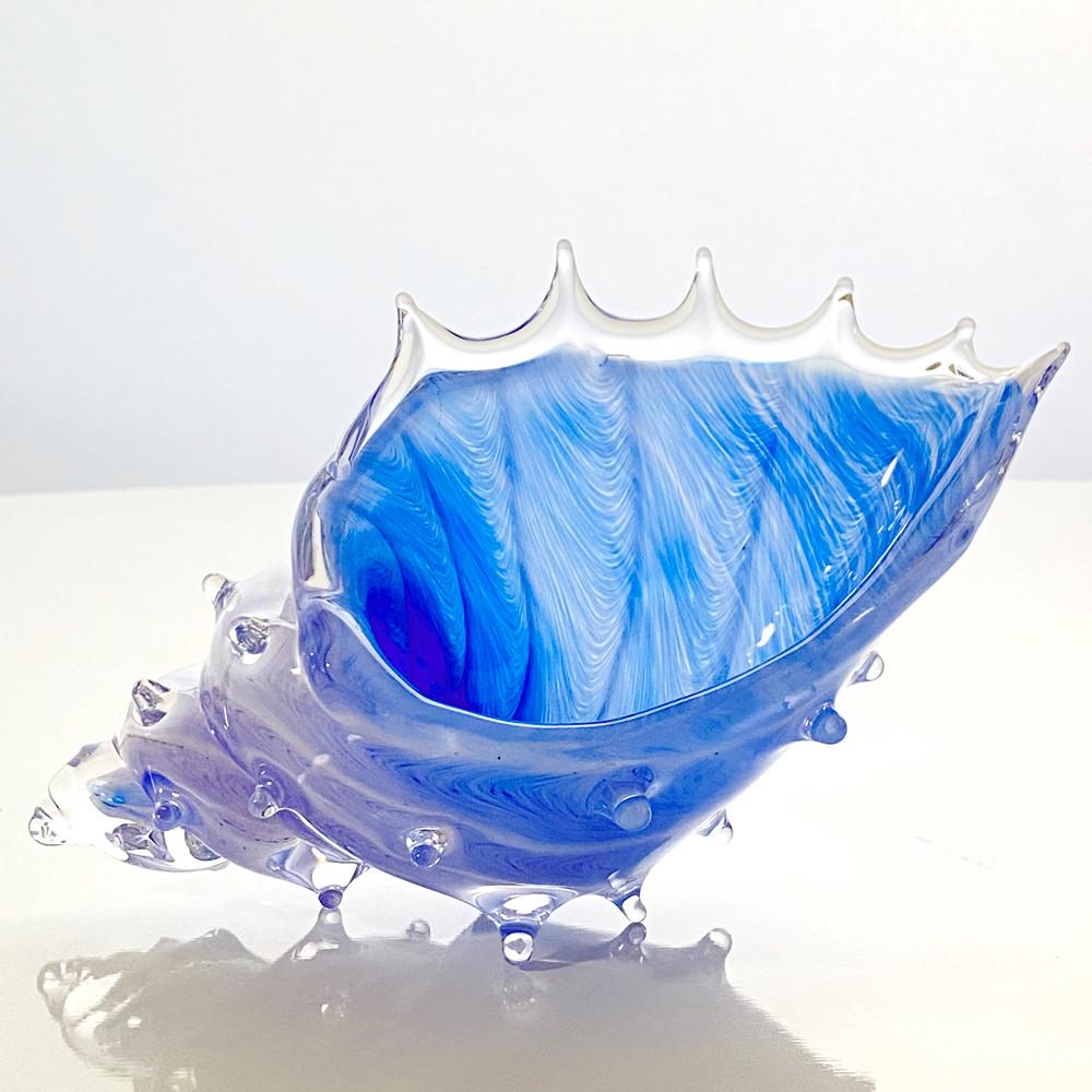 受注製作：貝殻のガラスの入れ物、青い海の「シェルの器」