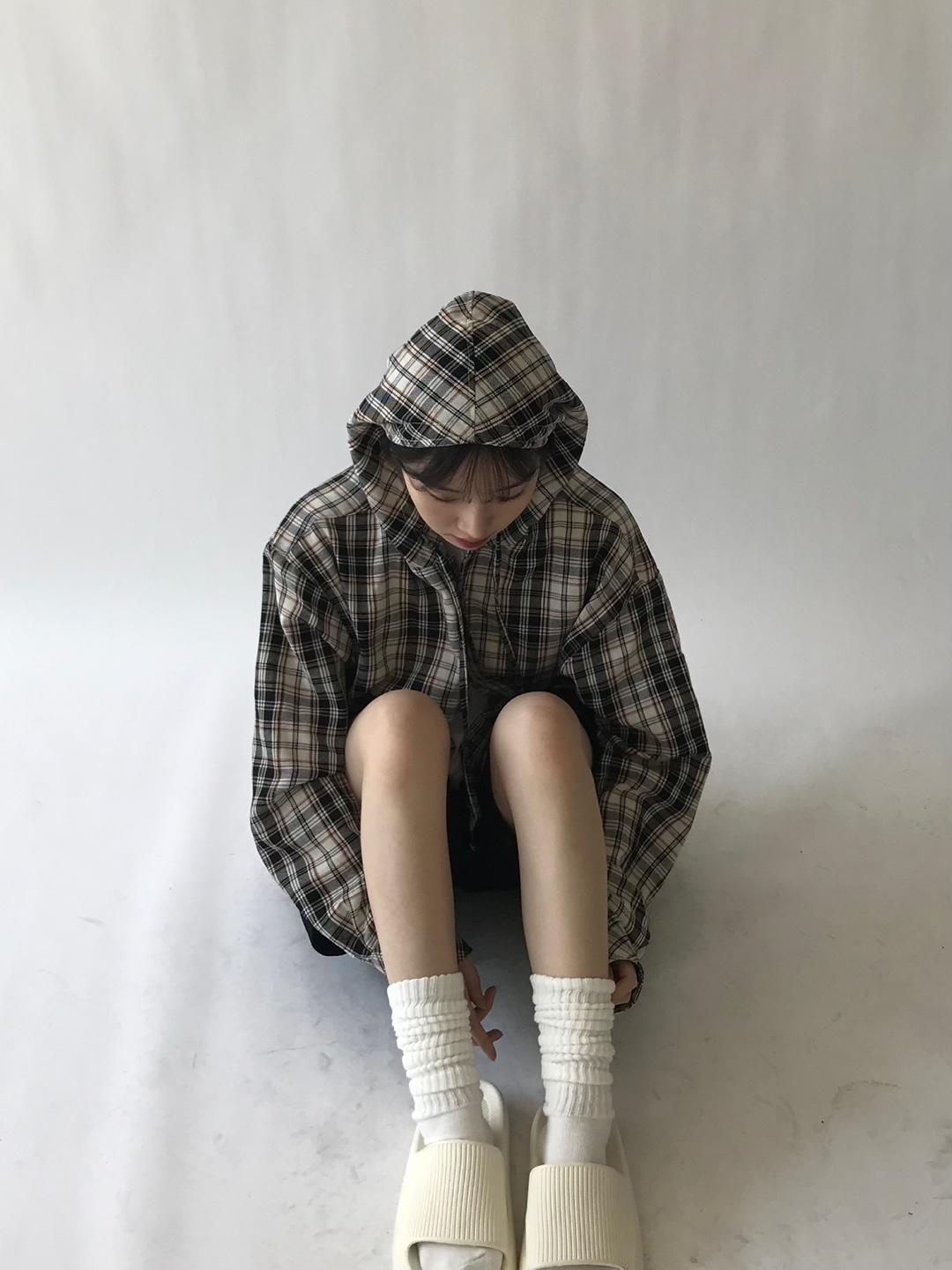 [unisex] 오버핏 체크 후드 셔츠