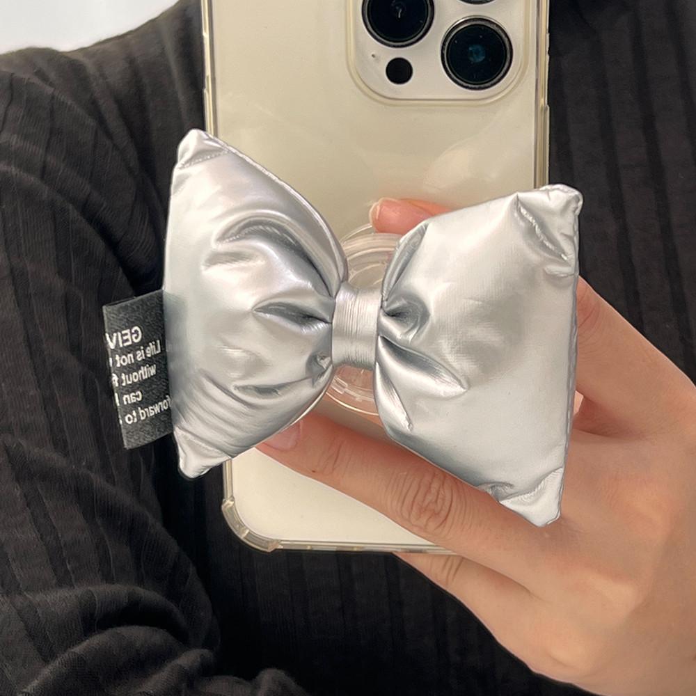 유니크 푹신 실버 리본 패딩 쿠션 맥세이프 그립톡