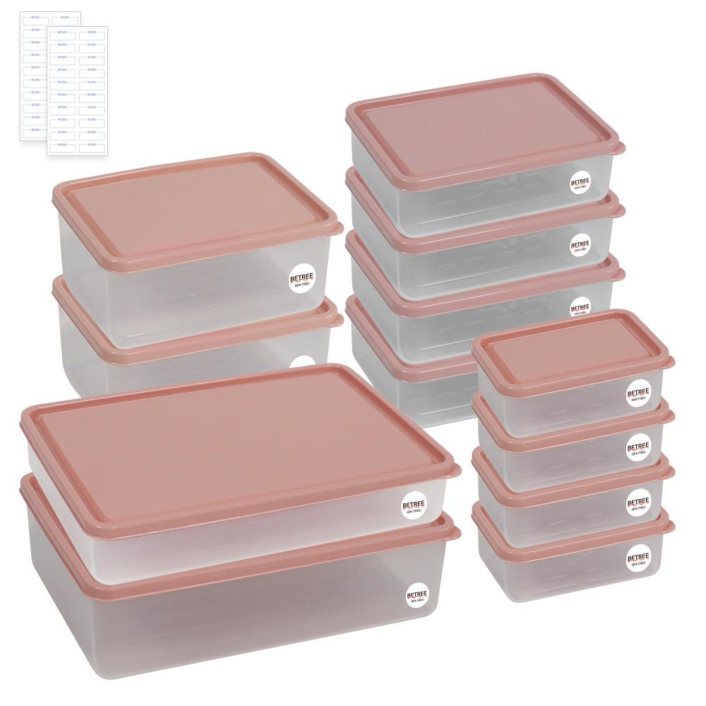 비트리 냉동실 정리용기 시즌2 혼합세트4 핑크 5종 12개 세트(라벨지2장) : 비트리몰