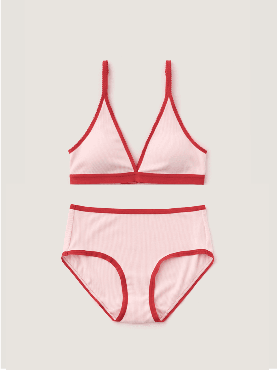 (set) Triangle ribbed tencel bra & panties in Berry_삼각 리브드 텐셀 브라&팬티 베리