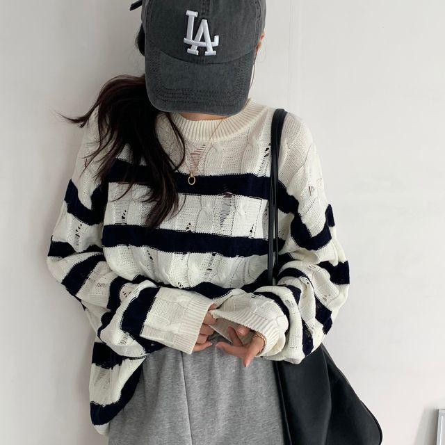 [ 남녀공용/루즈핏 ] 에크미 단가라 롱니트 (4COL)_뷰러