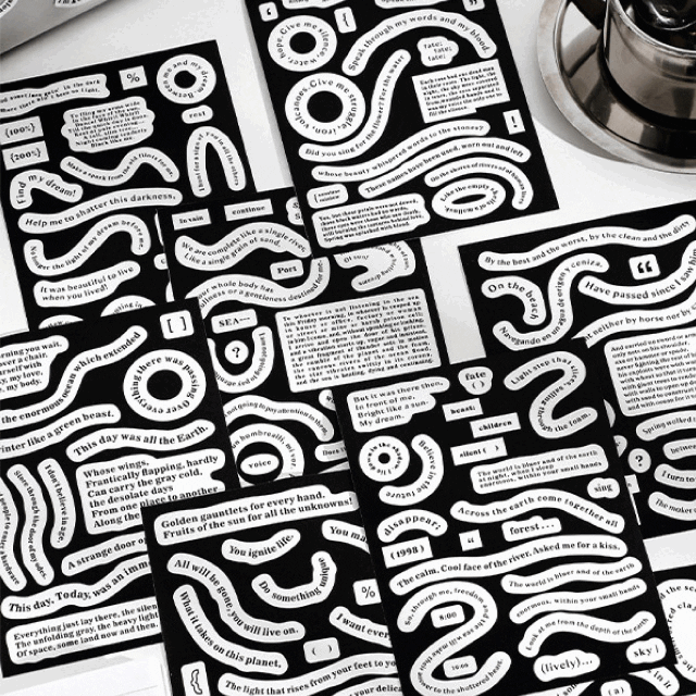 [1+1 할인] 20종 블랙 스티커 빈티지 포인트 미니 스티커 세트 다이어리꾸미기 다꾸 사진 스티커팩 디자인스티커 폰꾸 탑꾸 에어팟꾸미기 소품