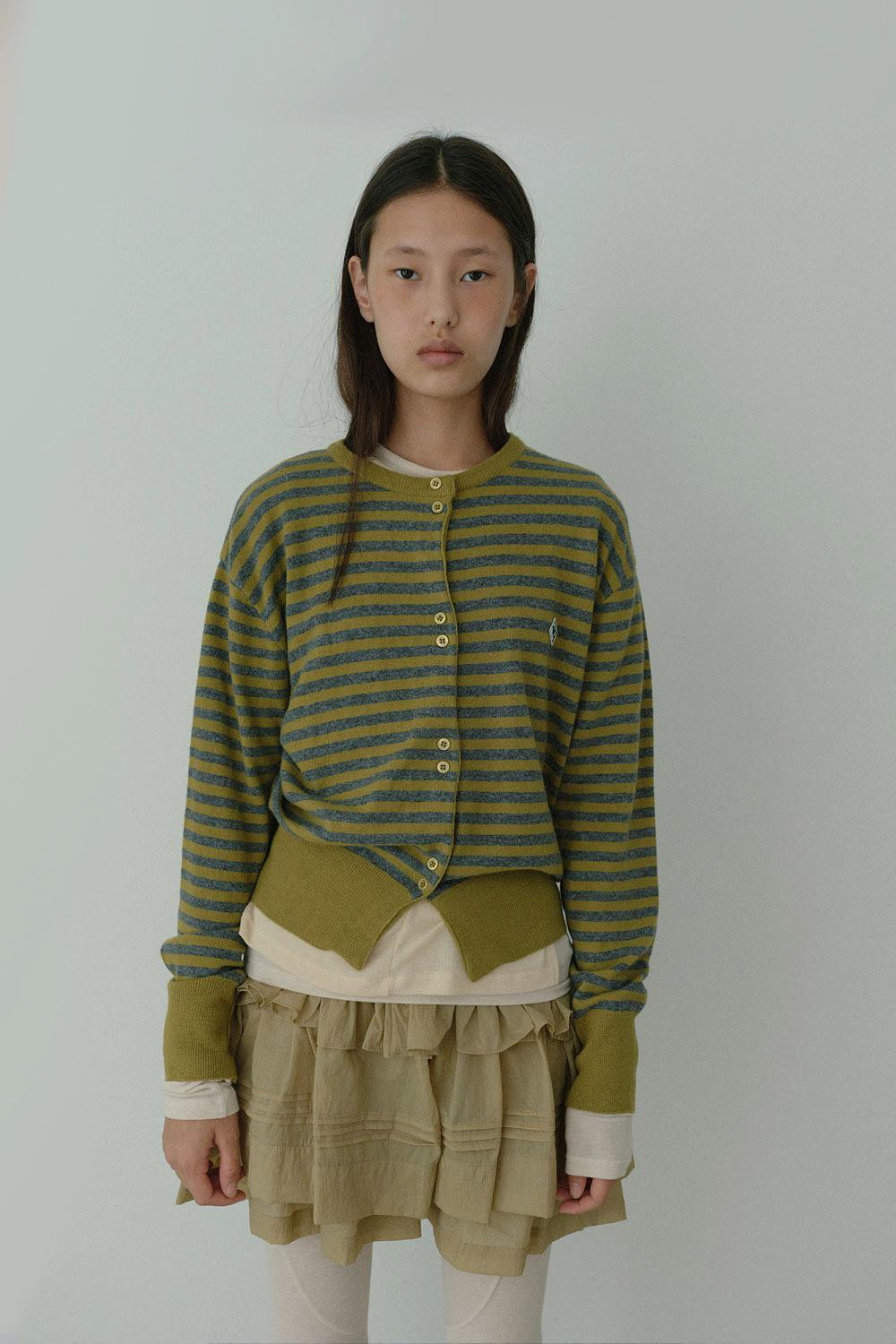 ST cashmere wool button cardigan _ Gold Green