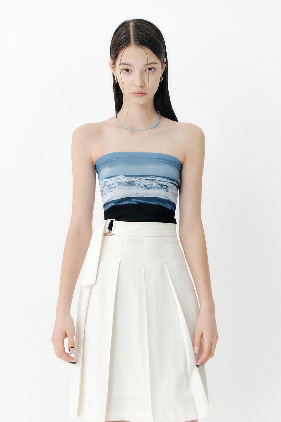 (7차 재입고) PRINTED TUBE TOP - BLUE WAVE