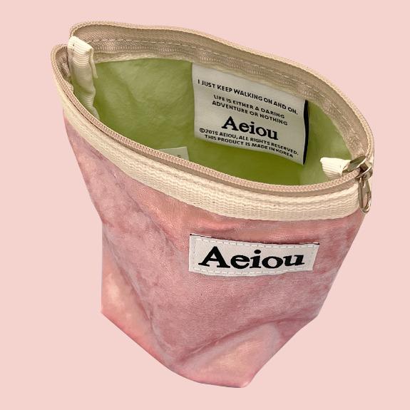 Aeiou Basic Pouch (M size)Velvet Pink Flower