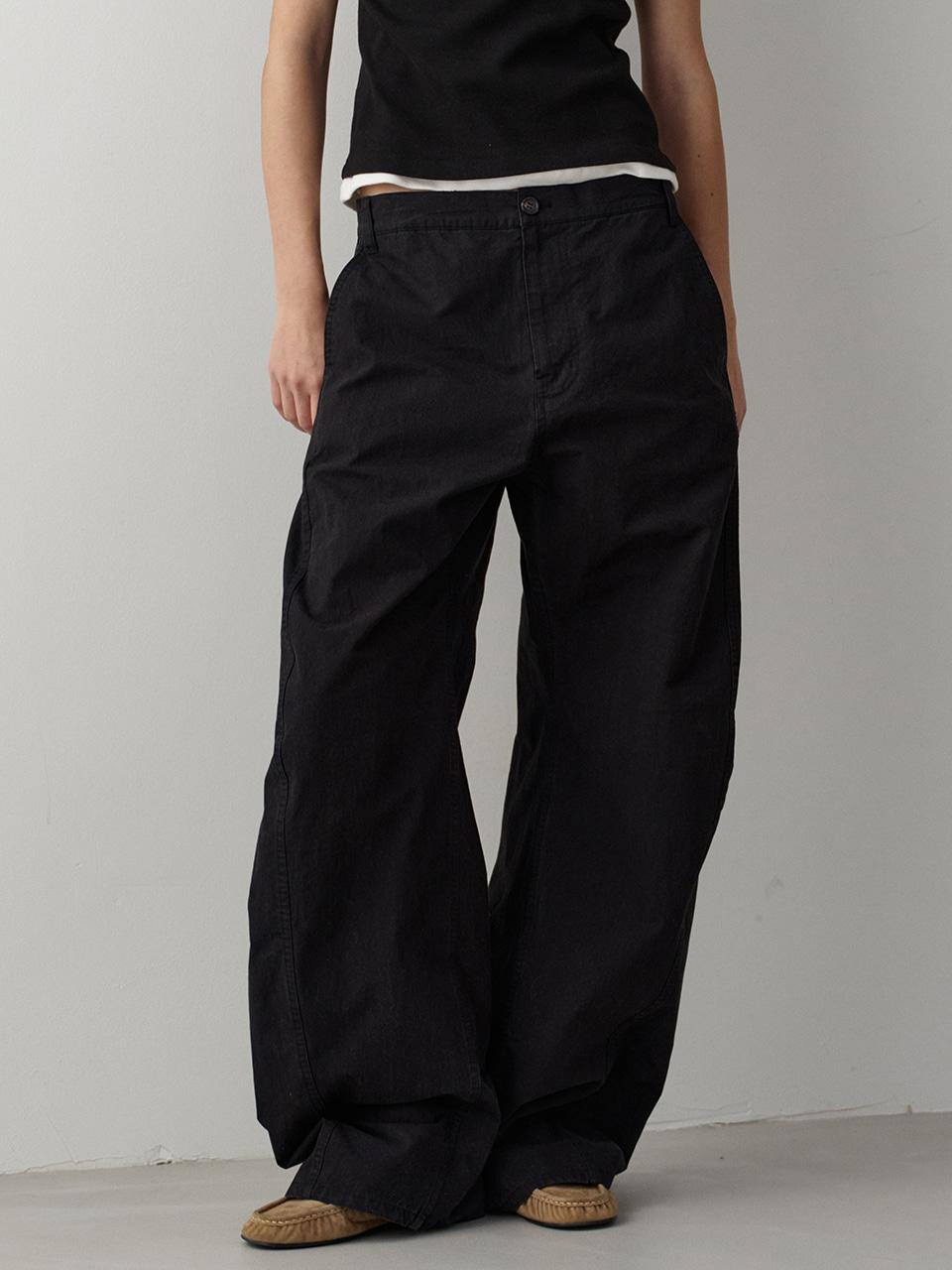 빈티지 코튼 배럴 팬츠_black