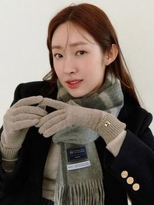 wool knit gloves (oatmeal)