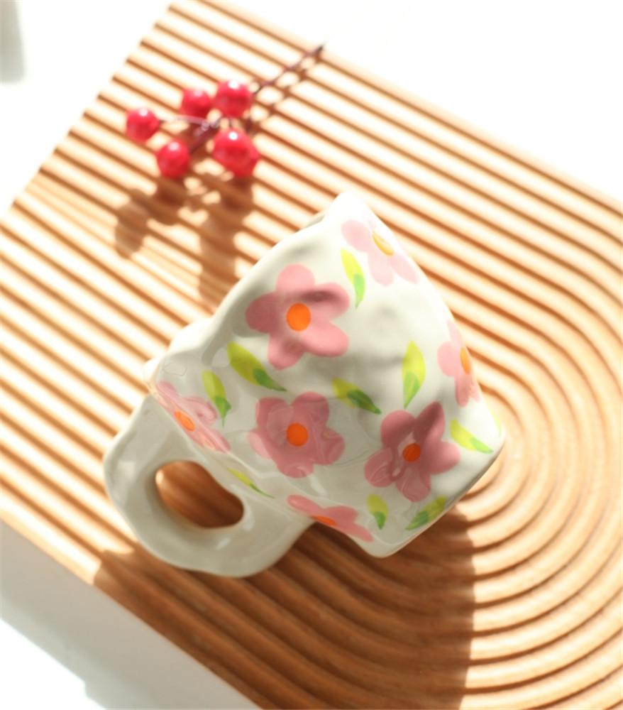 봄 감성 분홍꽃송이 핑크 머그잔 핸드프린팅 커피잔 예쁜 컵