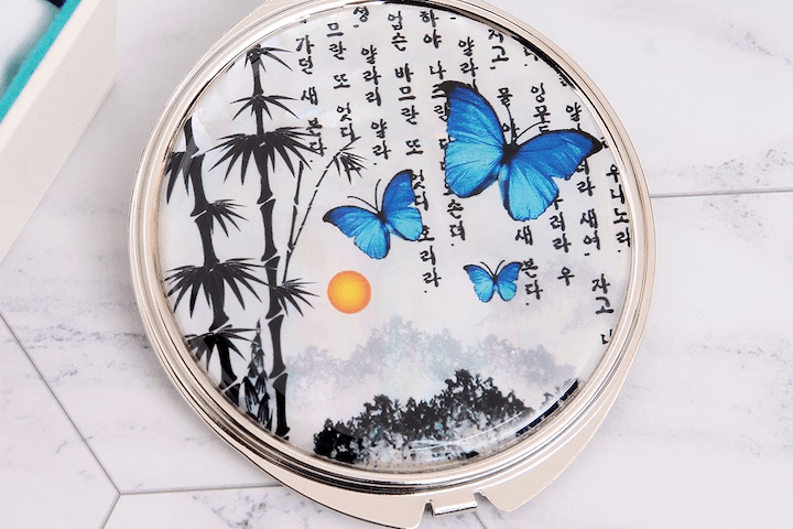 산수화 자개손거울 자개거울 원형손거울