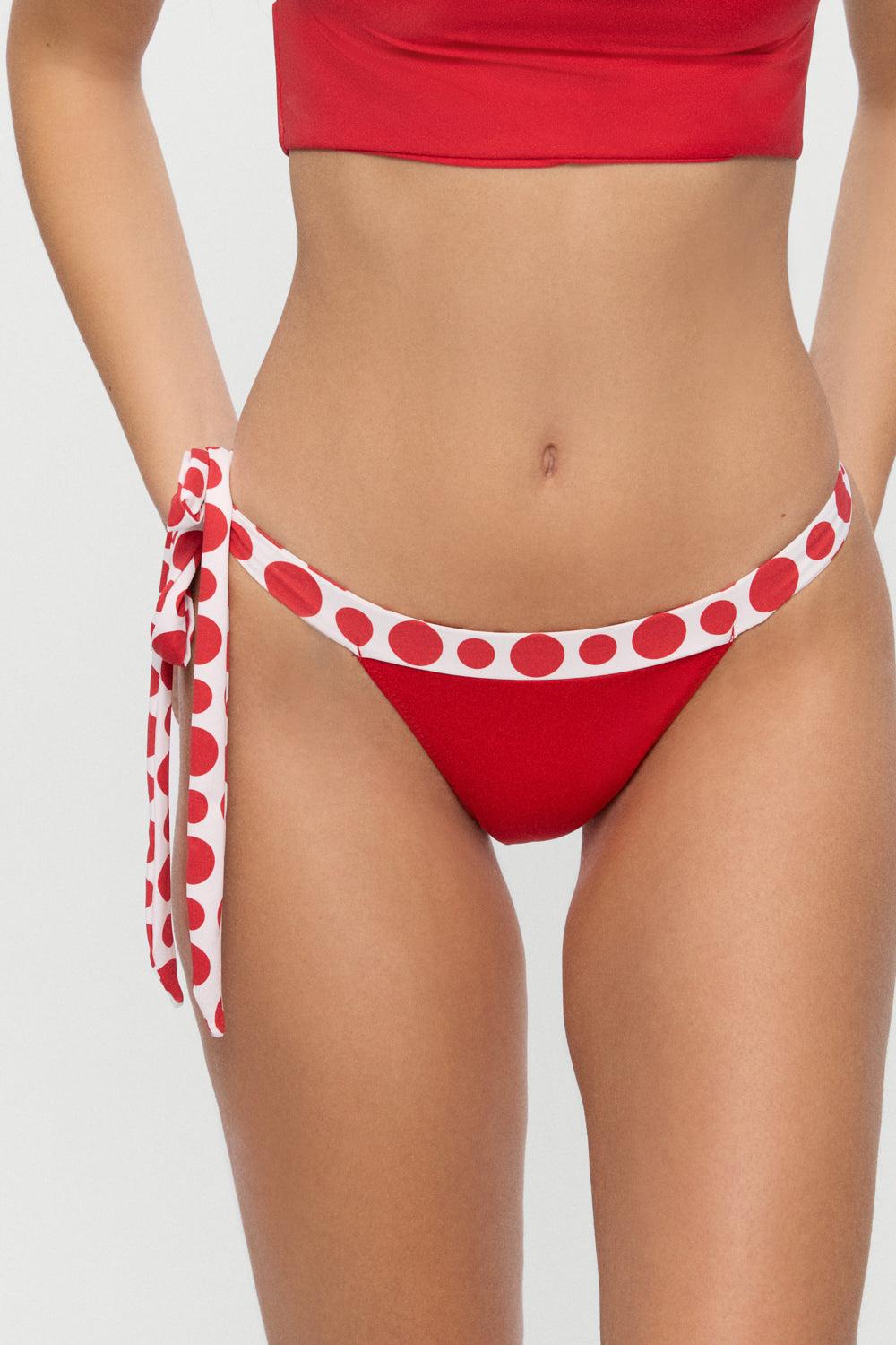 Coco Skimpy Bikini Bottom - Red Dottie - Red Dottie / L