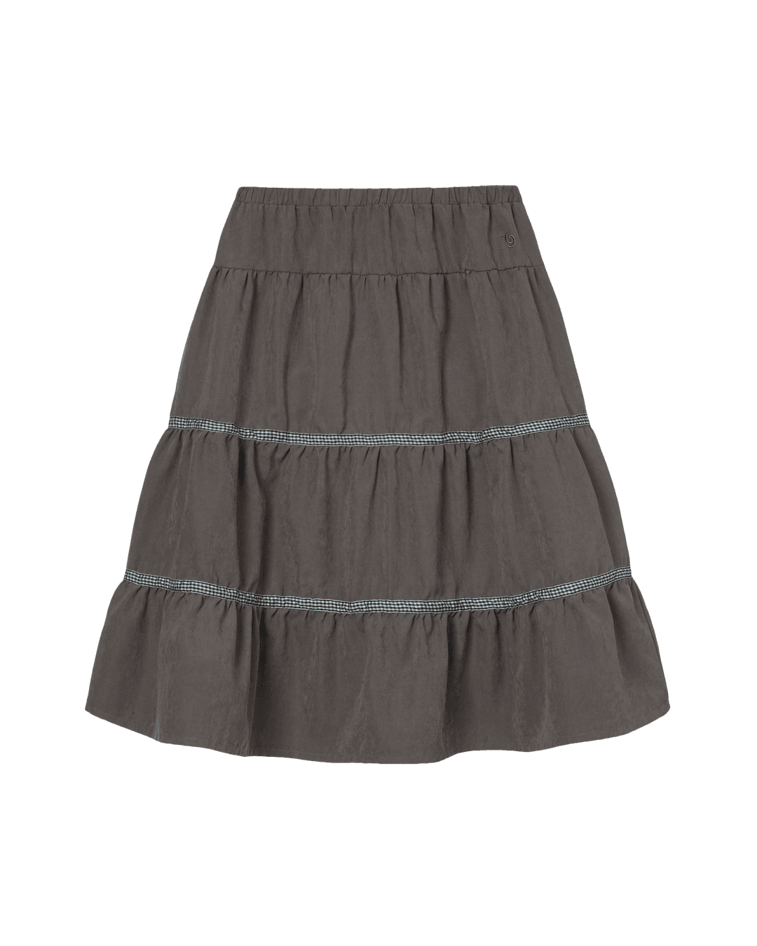 CHECK MIDI TIERED SKIRT [BROWN]