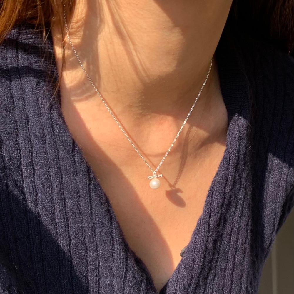 실버 925 스와로브 진주 드롭 은 목걸이