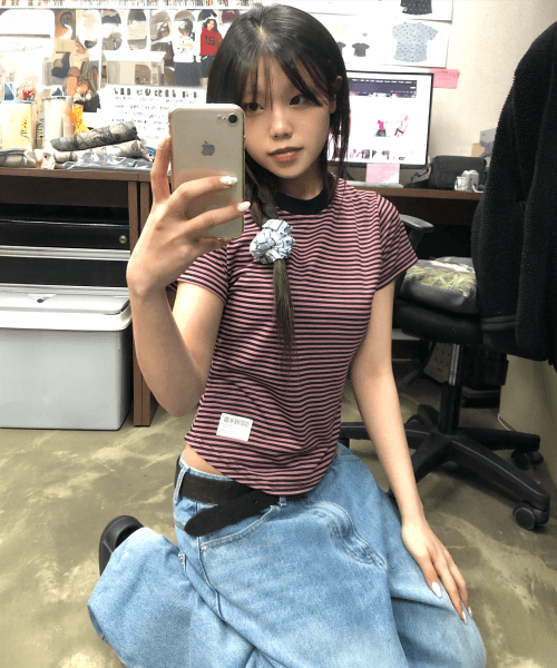 Baby stp 세미크롭 반팔티 [핑크]