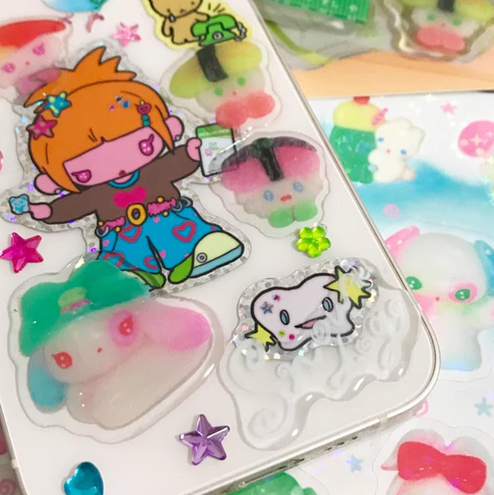 [sunonebird] snow dog 에폭시 글리터 반짝이 스티커