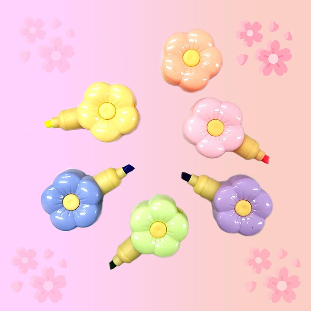 벚꽃 블라썸 형광펜 알록달록 카트리지 형태 6색 컴팩트 휴대용 학용품 새학기 신학기 공부템 체리블라썸