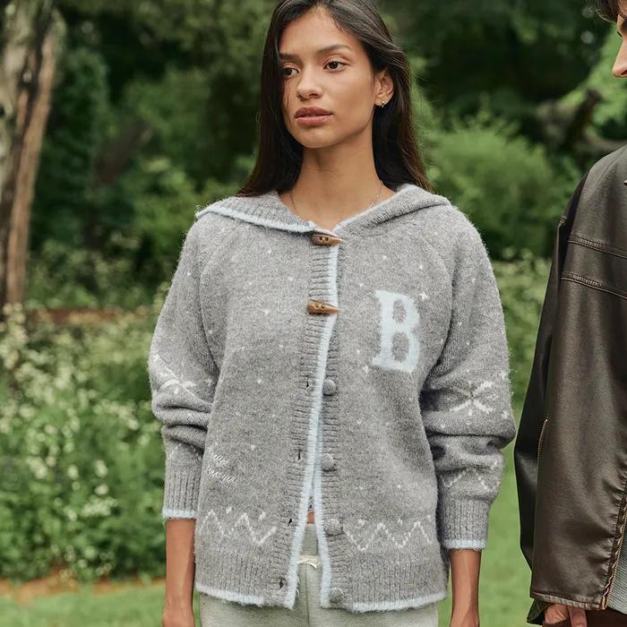 Snowy Hood Cardigan-Grey