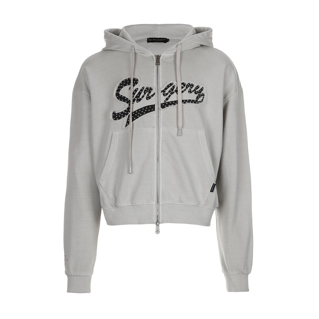 surgery retro semi over crop hood 'light beige'