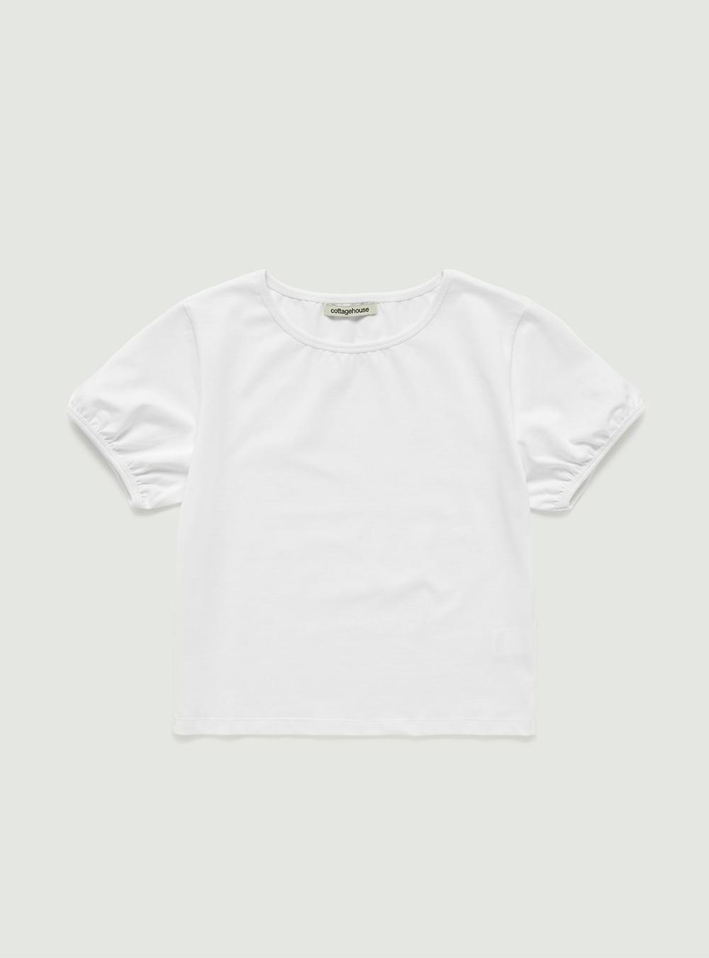 Basic shirring t-shirt. White
