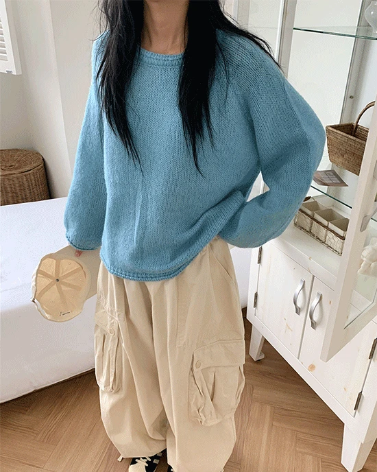 레글런 돌돌이 울 라운드 니트(5color)