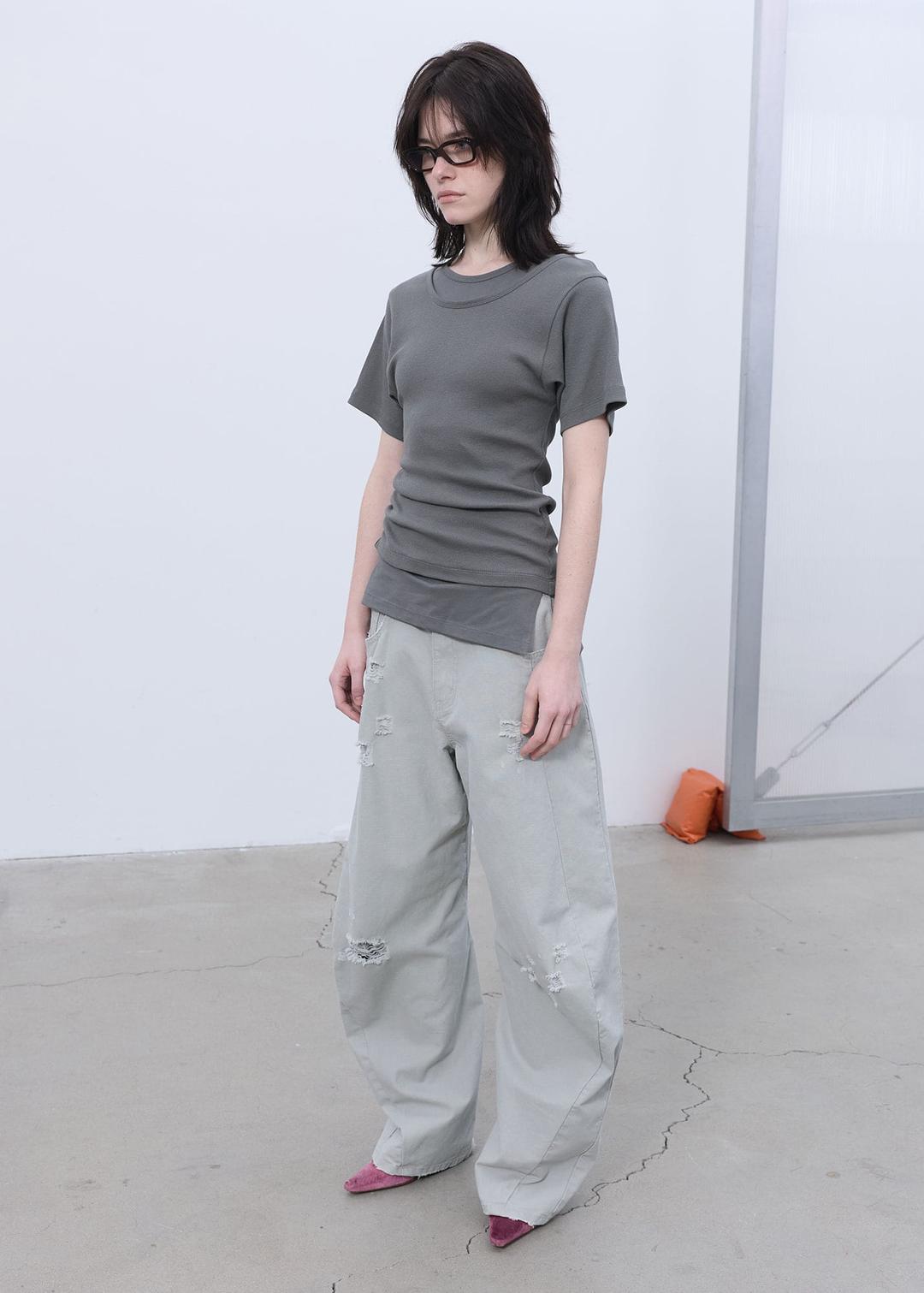 DETAIL SLIM T-SHIRT (GREY)