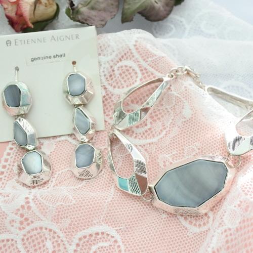 2000s AIGNER genuin shell earrings and bracelet