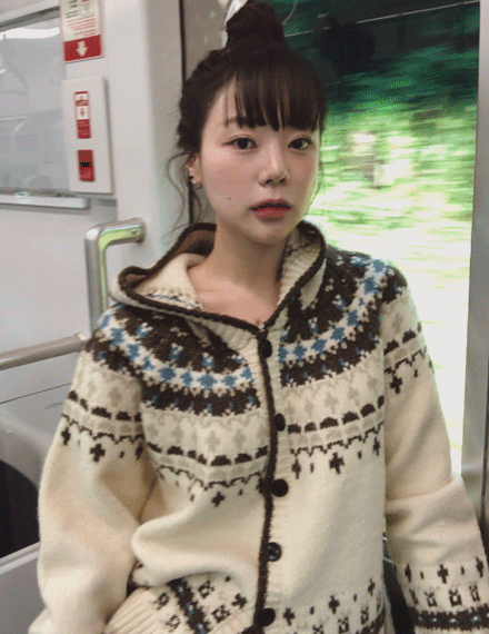 빈블 뉴플 노르딕 자가드 후드가디건