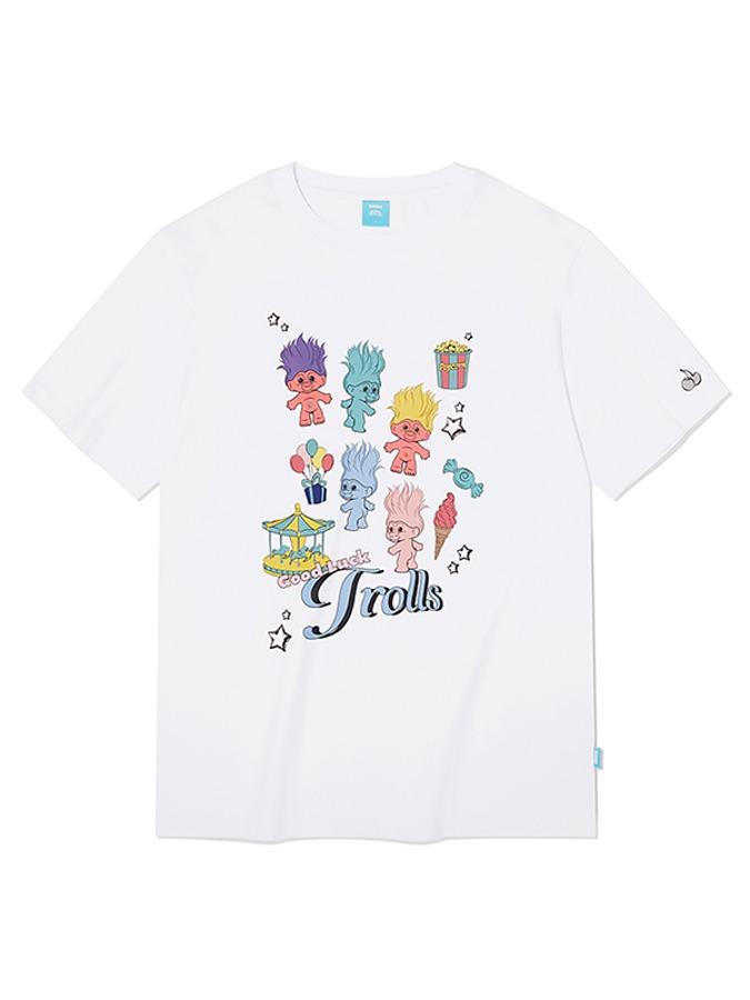 트롤 그래픽 루즈핏 티셔츠 [화이트]