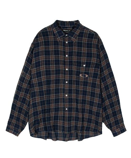 포커페이스 OMBRE CHECK SHIRTS GREY/BROWN (japan fabric