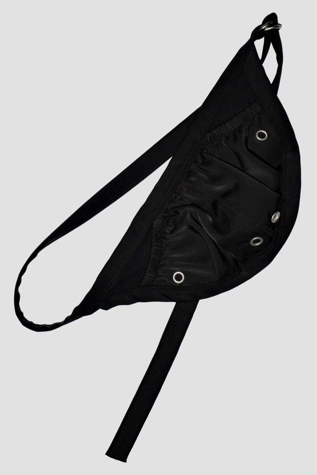 Satin belted bag, Black