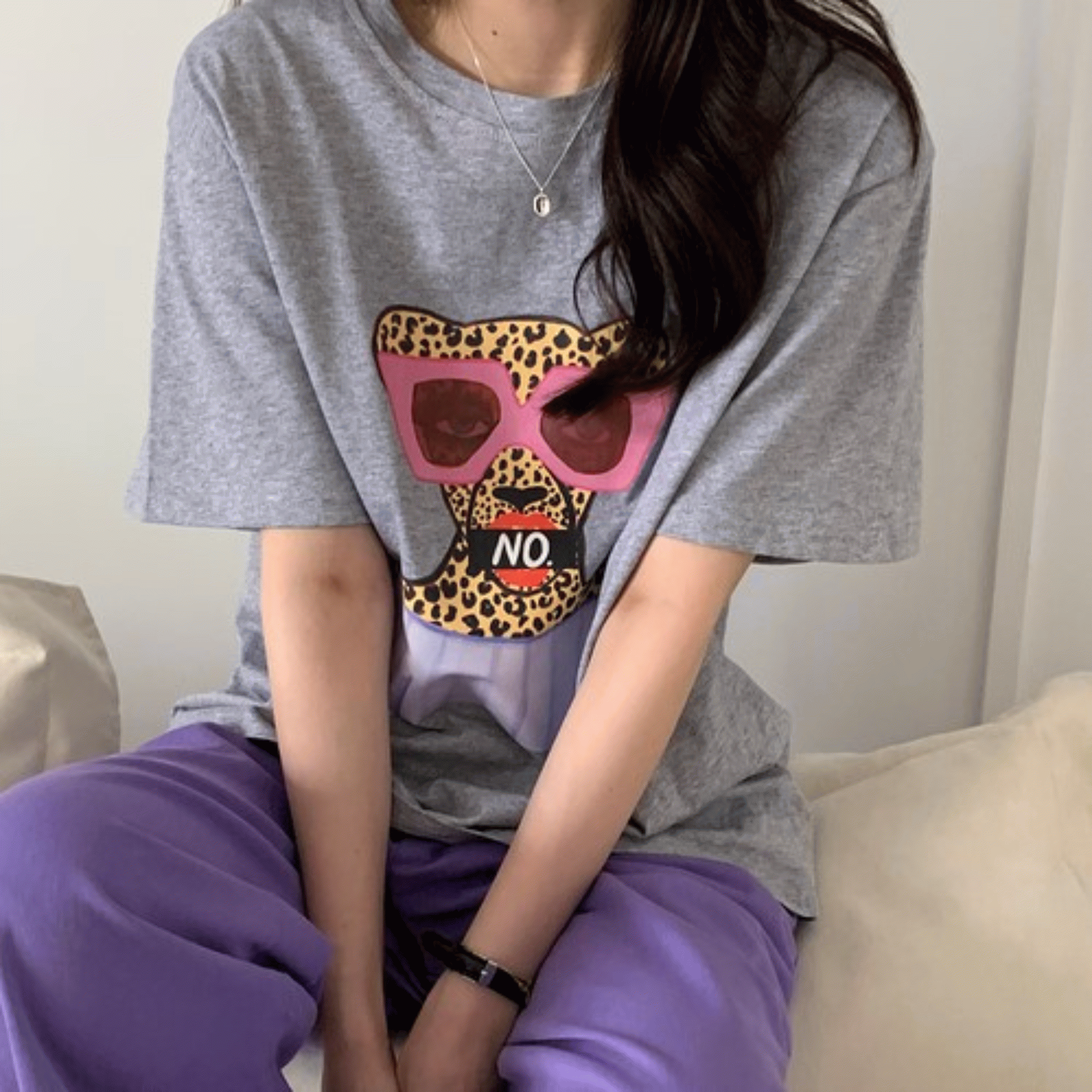 [예약주문]레오파드 프린팅 반팔티셔츠