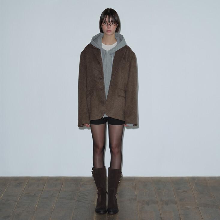 CLASSIC SINGLE WOOL JACKET (BROWN)