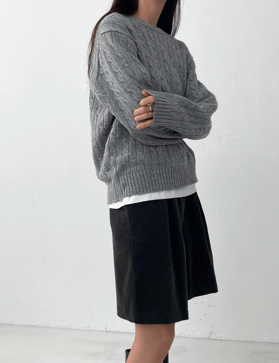 twist round knit top (3color)