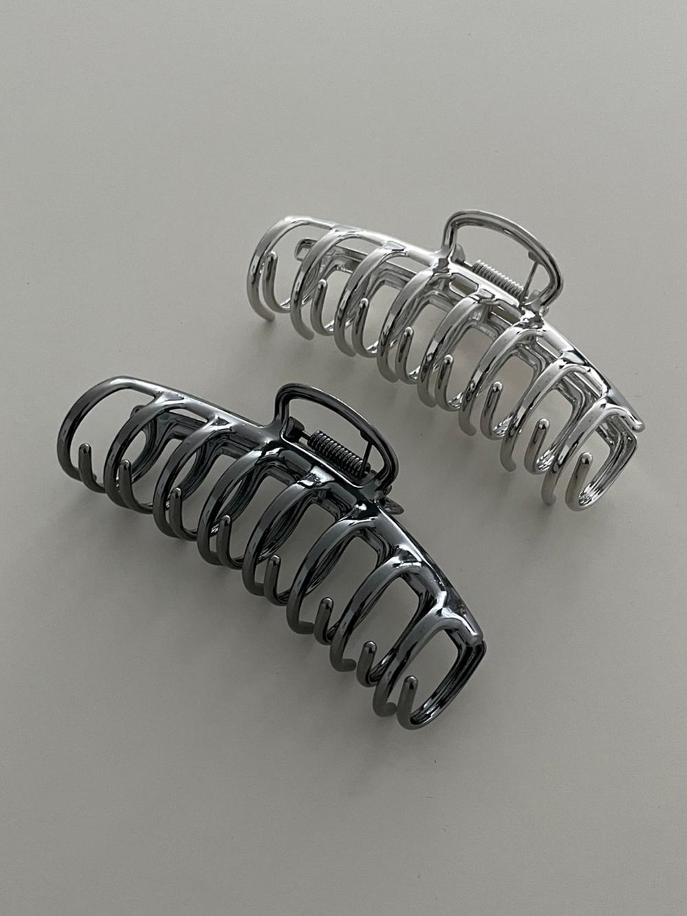빅사이즈 메탈 실버 블랙 훅 헤어 클립 집게핀 (2color)