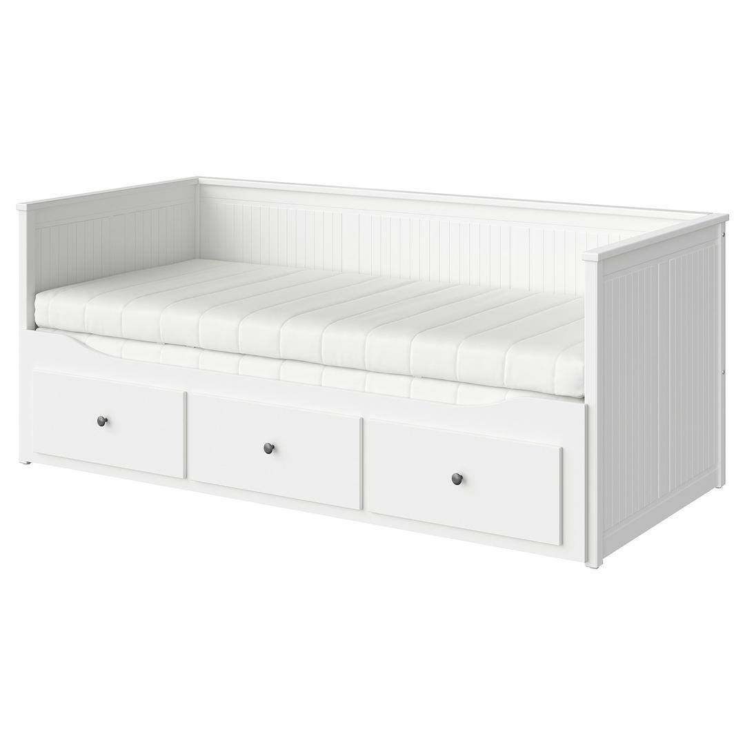 HEMNES 헴네스 데이베드+서랍3/매트리스2 - 화이트/오피엘 푹신함 80x200 cm