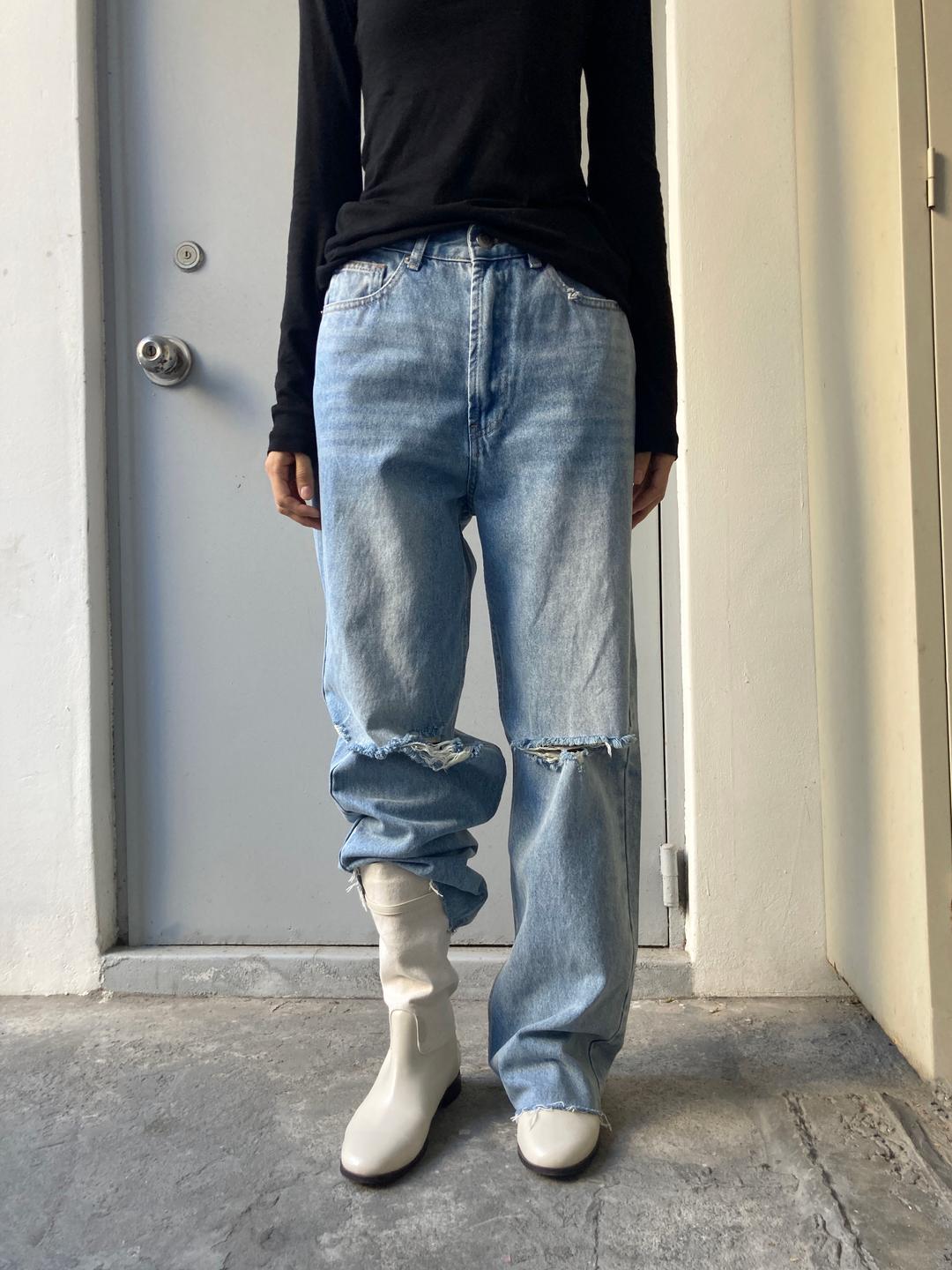 natural ripped pants (2color)