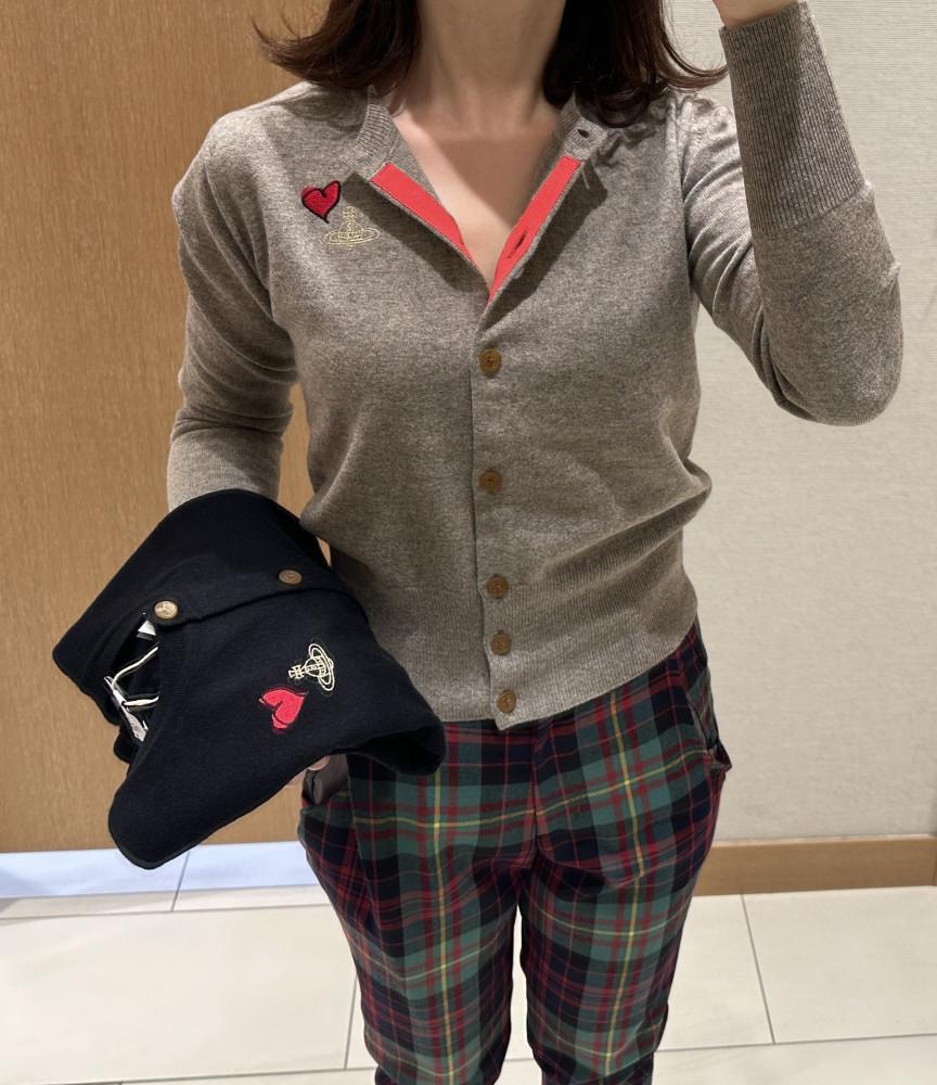 비비안웨스트우드 레드라벨 23FW HEART GOLD ORB 캐시미어혼방 베이직 가디건 2컬러