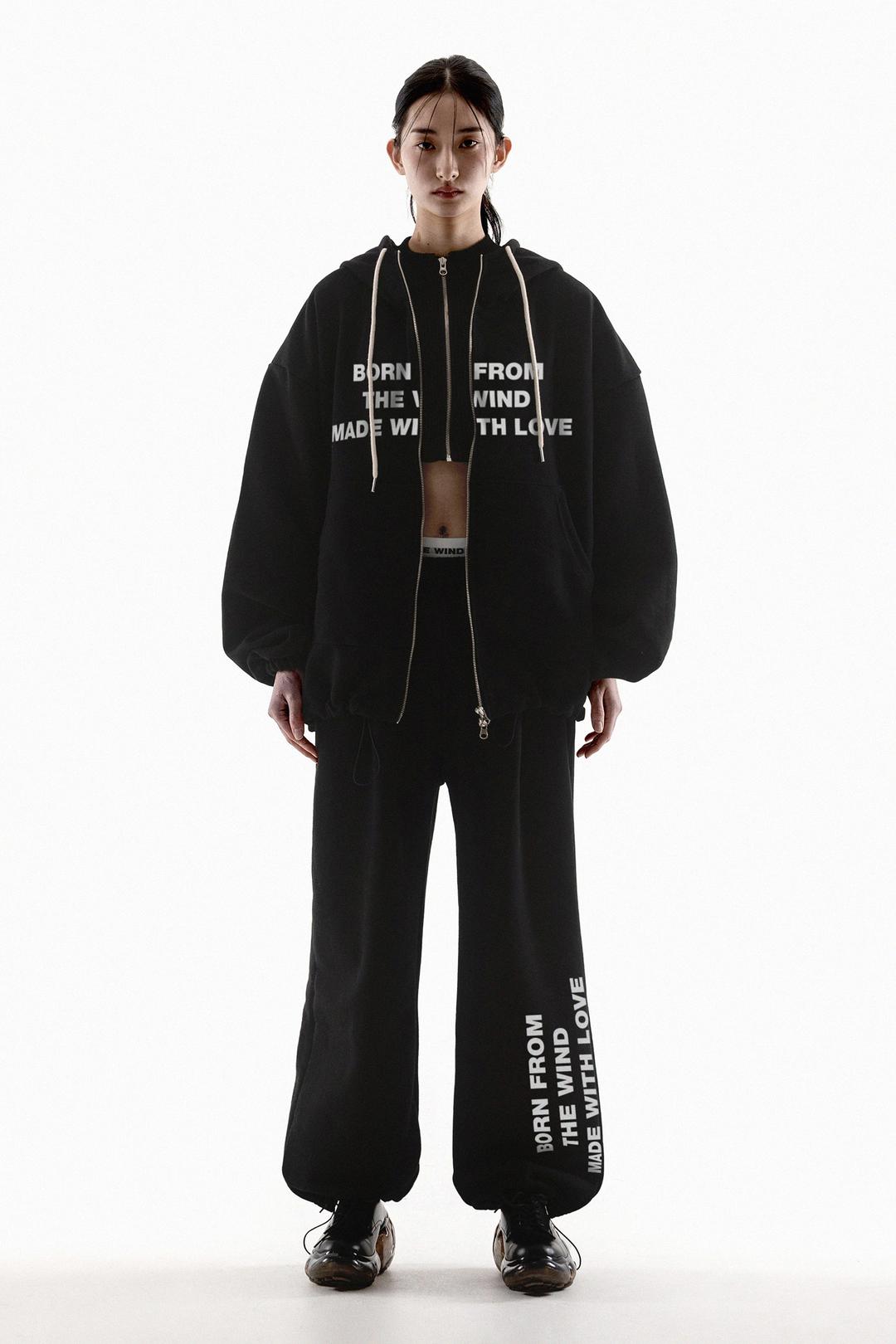 MWL STRING MID LENGTH HOODED ZIP UP - BLACK