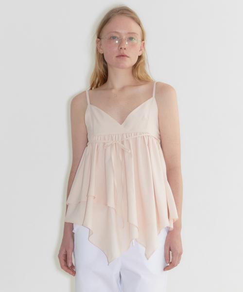 Double Frill Sleeveless Blouse (Coral)